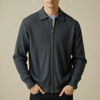 Veneto Wool Zip Sweater for men, gray