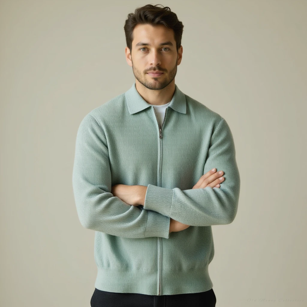 Veneto Wool Zip Sweater for men, green